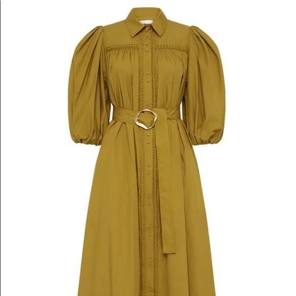 🛑 SOLD 🛑 AJE Casablanca Puff Sleeve Shirt Dress Olive • Size 4 • RRP $495 - Picture 3 of 14